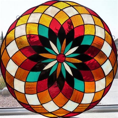 Round Stained Glass Mandala Sun Catcher By Glassbyandre On Etsy