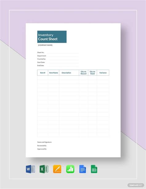 Inventory Count Sheet Template In 2020 Templates