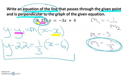 Writing linear equations of parallel and perpendicular lines (examples). How to Find Equation of a perpendicular line, given a ...