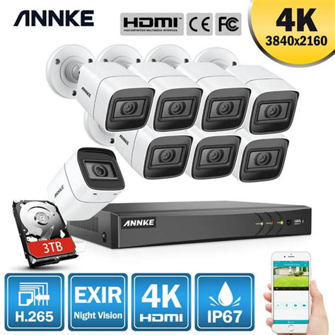 Annke 4k Ultra Hd 8ch Dvr H265 Cctv Camera Security System 8pcs Ip67