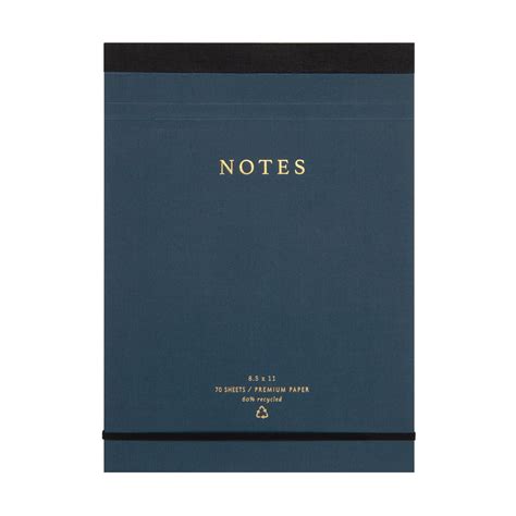 Mintgreen Covered Legal Pad 70 Lined Sheets Recycled Paper Navy