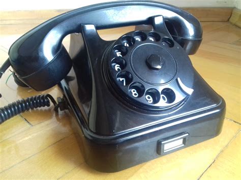 Vintage Black Bakelite Rotary Telephone Ata 12 By Iskra Etsy