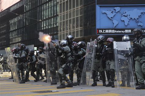 Hong Kong Police Shoot Protester Man Set On Fire