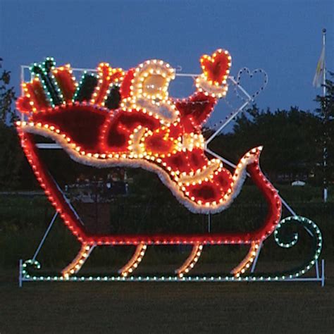 Types of outside holiday décor with lights. Holiday Lighting Specialists 12.2-ft Animated Sleigh ...