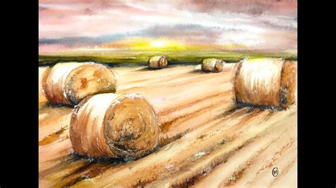Hay Bales In Watercolors Painting Tutorial Youtube