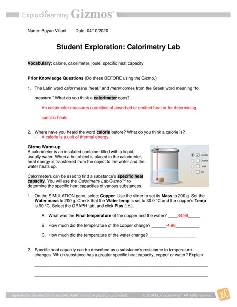 We did not find results for: Calorimetry Lab Gizmo Answers Activity C : Ninth Grade ...