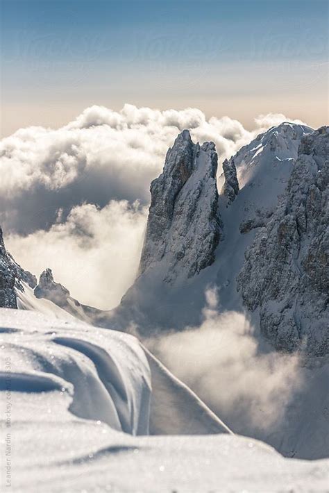 Snowcovered Mountains In Italian Alps By Leander Nardin Stocksy