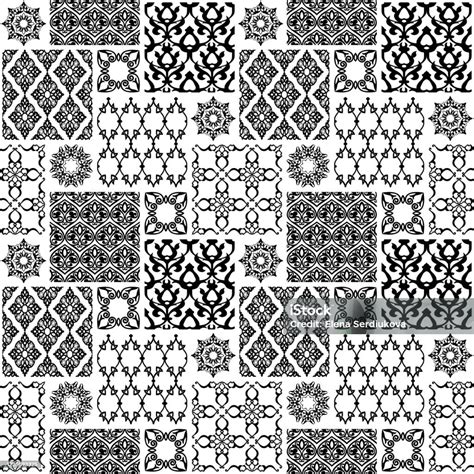 Black And White Seamless Patternwith Oriental Motif Stock Illustration