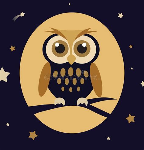 Night Owl High Details Illustration Of Cartoon Owl Into The Night