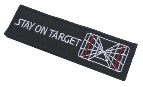 Embroidered Stay On Target Patch Funny Words Hook Back Military Patches