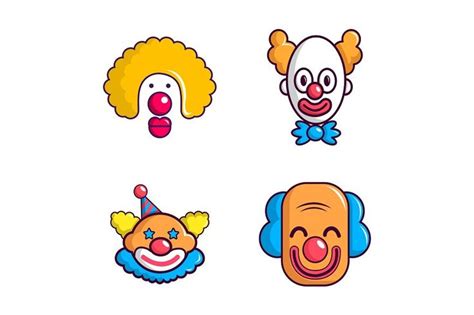 Clown Icon Set Cartoon Style Cartoon Styles Icon Set Clown