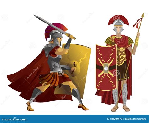 roman soldiers ancient roman army warriors rome legionnaires greek soldiers cartoon vector