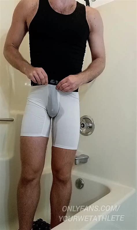 Pissing White Compression Shorts Piss