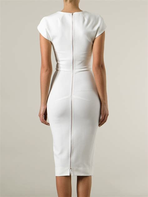 Lyst Victoria Beckham Fitted Pencil Dress In White
