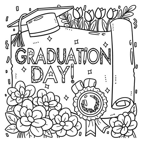 Premium Vector | Graduation Day Isolated Coloring Page for Kids