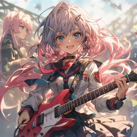 Anime Rocker Girl Play Guitar On Stage By Hatoroakashi2k22 On Deviantart