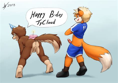 Rule 34 Ass Balls Birthday Cake Canine Clothing Fox Furry Gay Hat