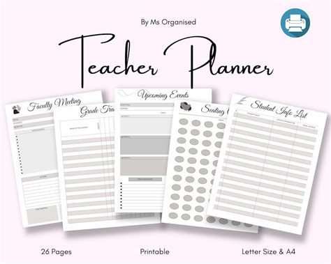 Teacher Planner Printable Instant Download Lesson Plan Etsy