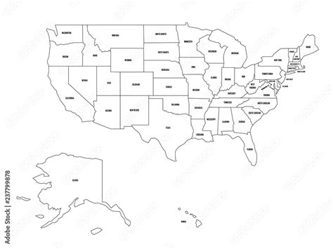 Plakat Political Map Of United States Od America Usa Simple Flat