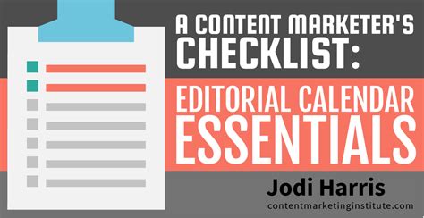 A Content Marketers Checklist Editorial Calendar Essentials Content