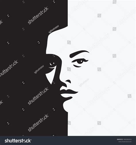 Woman Face Black White Vector Illustration Stock Vector Royalty Free