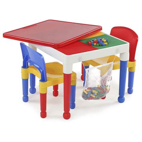 Kids Construction Activity Table 2 Chair Plastic Lego Starter Blocks