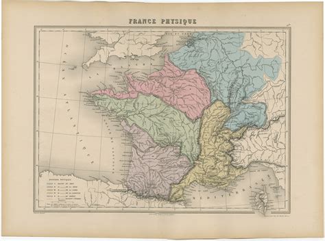Antique Map Of France By Migeon 1880