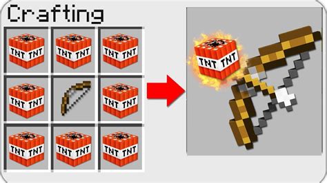 How To Craft A Tnt Bow In Minecraft Secret Recipe Overpowered Youtube