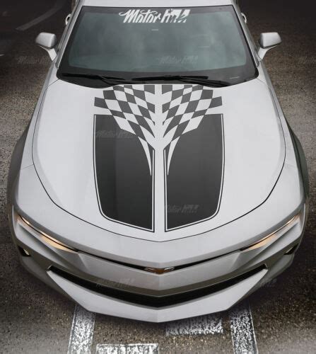 2010 2017 Chevy Camaro Checkered Flag Hood And Trunk Rally Racing Stripes