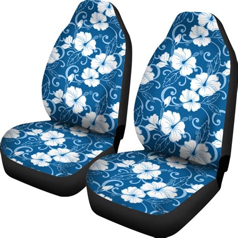 hibiscus blue flower hawaiian print universal fit car seat covers jorjune