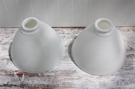 Vintage Torchiere Shape Lampshades Pair White Milk Glass Diffuser
