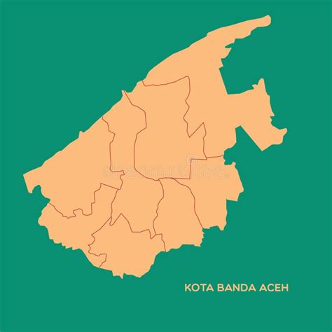 Map Of Kota Banda Aceh Vector Illustration Decorative Design Stock