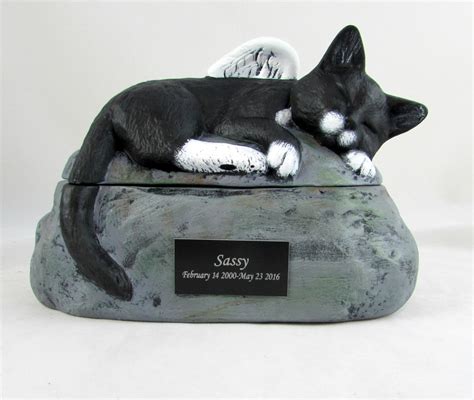 Ceramic Engraved Painted Cat Cremation Urn With Plastic Name Etsy