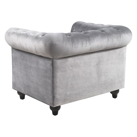 Chesterfield Velvet Tufted Chair Grey At Home