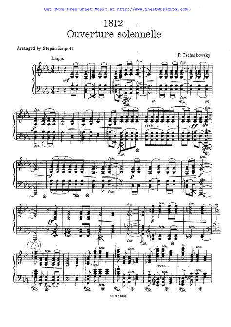 Free Sheet Music For 1812 Overture Op49 Tchaikovsky Pyotr By Pyotr