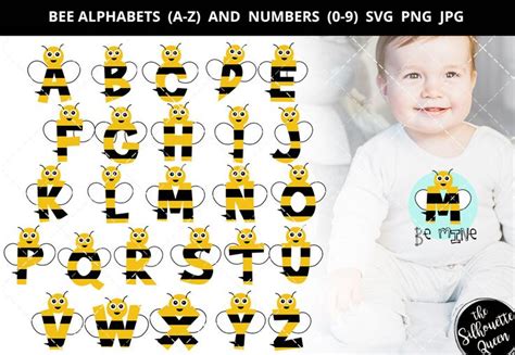 Bee Alphabet A Z Svg Bee Number 0 9 Svg Alphabet Clipart Etsy