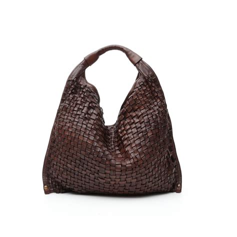 Woven Hobo Bag Dark Brown Leather Hobo Bag Dark Brown Leather Brown