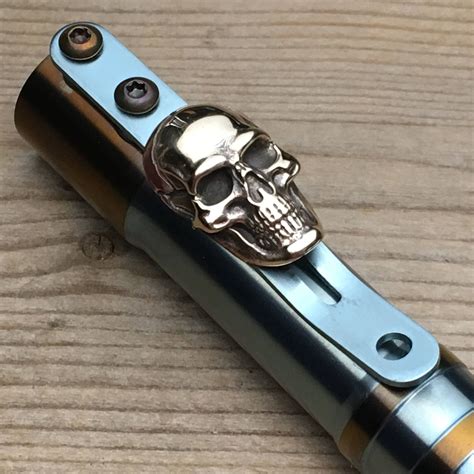 Custom Titanium Skull Ballpoint Pen Cal 50 By Böker