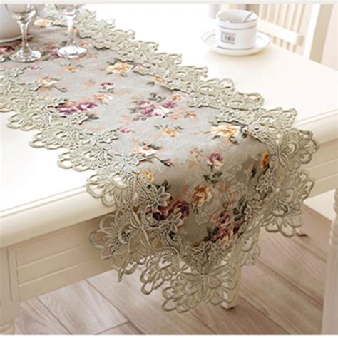 Top Elegant European Style Embroidery Lace Table Runner Pastoral Print