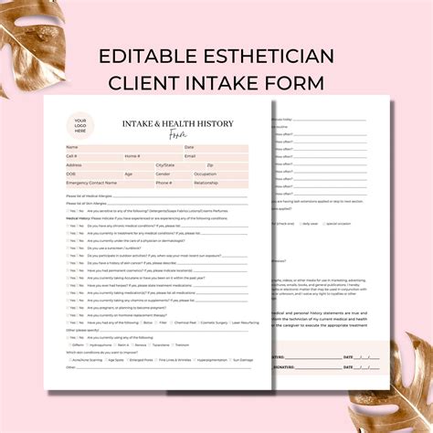 Client Intake Form 2 Page Diy Editable Printable Canva Template