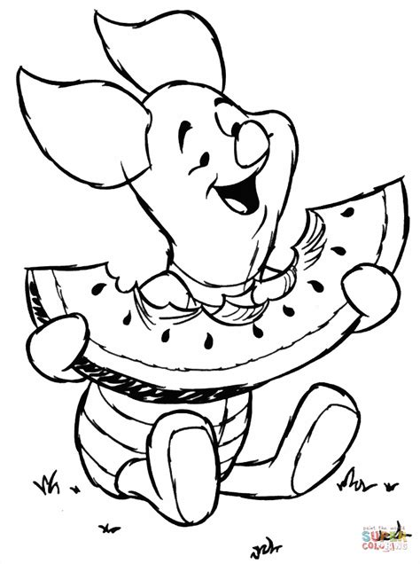 Set of cute ice cream polar mascot logo with optional appearance. Piglet Is Eating A Watermelon coloring page | Free ...