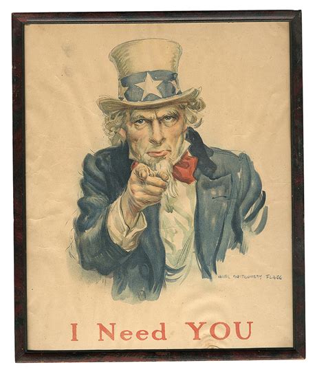 Rare Wwi Uncle Sam I Need You Print By James Montgomery Flagg