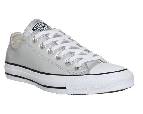 Converse All Star Low Leather In Silver Gray For Men Lyst