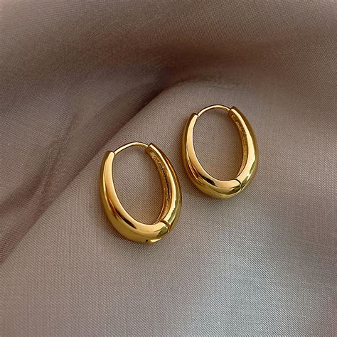 Gold Chunky Hoop Earring Made Of Gold Filled Hypoallergenic Etsy