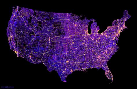 The Contiguous United States Mapped Only By Dirt Trails Roads And