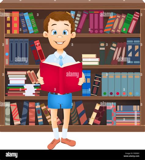 Student Reading Book Library Stock Vector Images Alamy