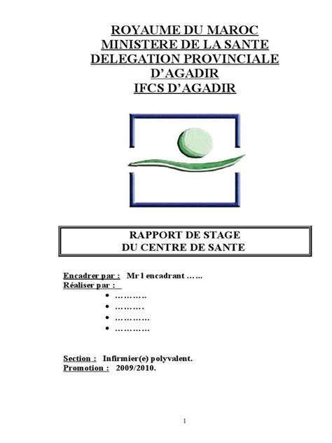 Rapport De Stage Ministère De Santé Allaitement Sciences De La Santé