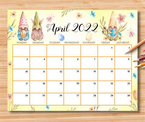 Fillable Calendar Calendar Monthly Planner Cute Themes Happy Easter