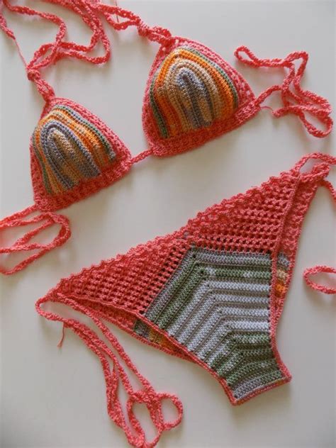 swimwear crochet bikini batik color crochet bikini crochet swimsuits brazilian bikini multicolor