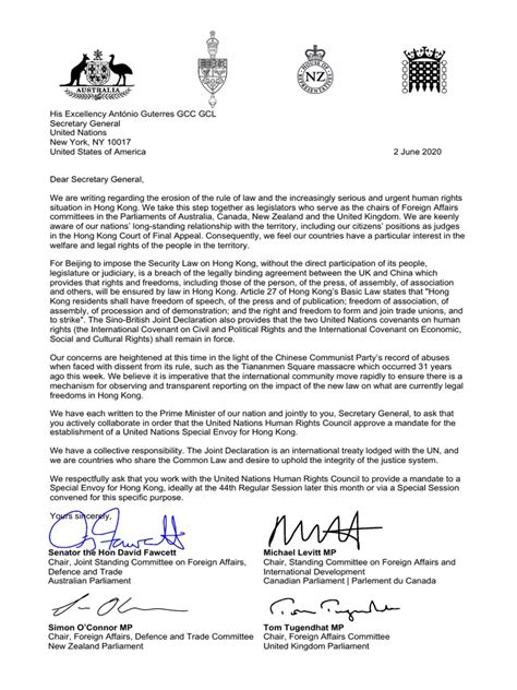 Letter to replace secretary request letter for change in authorized signatories doc application letter for applying as a casual employee decorados de unas / white house press secretary jen psaki speaks to. Letter of Foreign Affair Chairs to UN Secretary General ...
